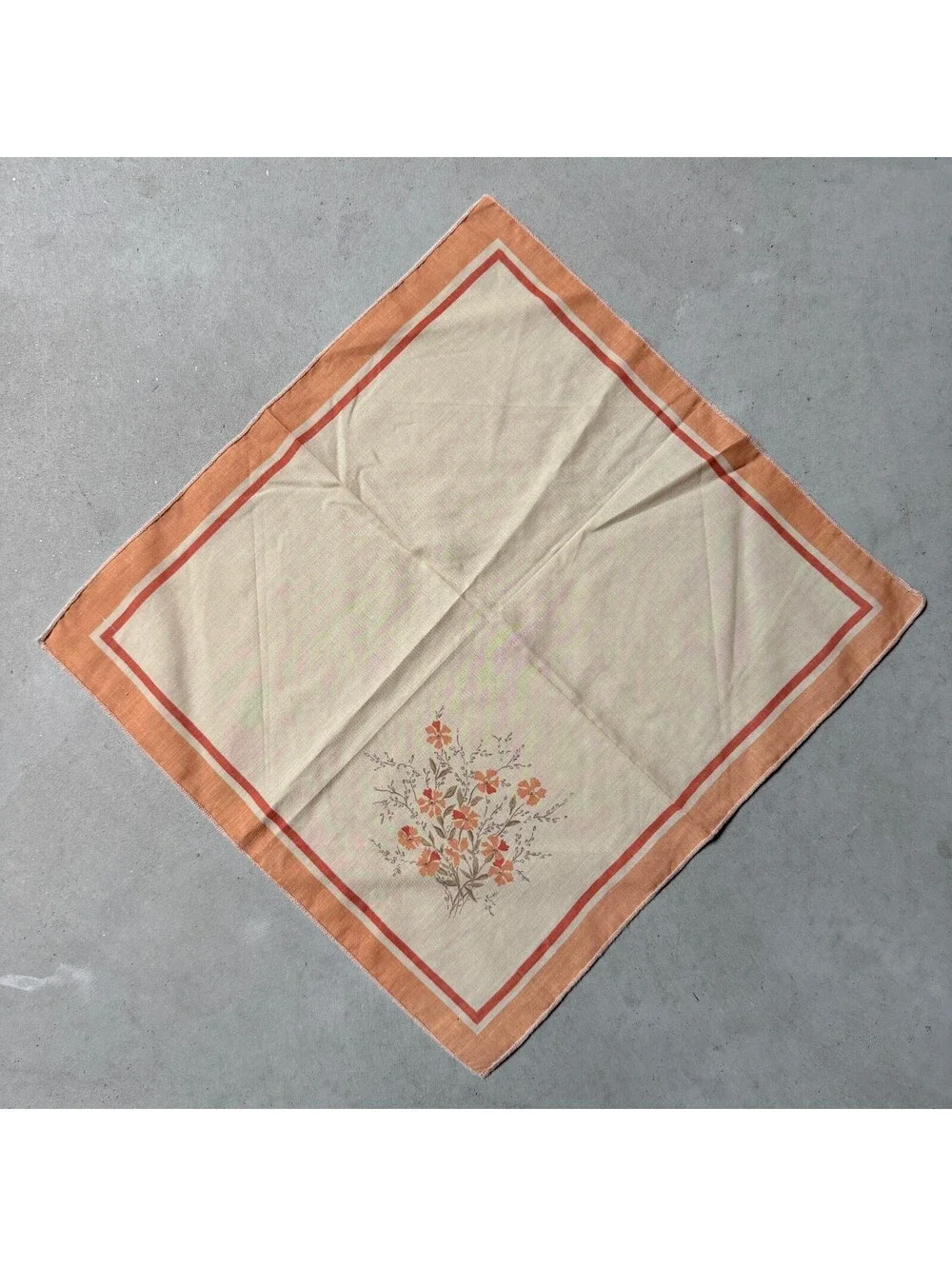 Vintage Floral Cloth Napkins Set of 8 Peach and Orange MCM 15.5